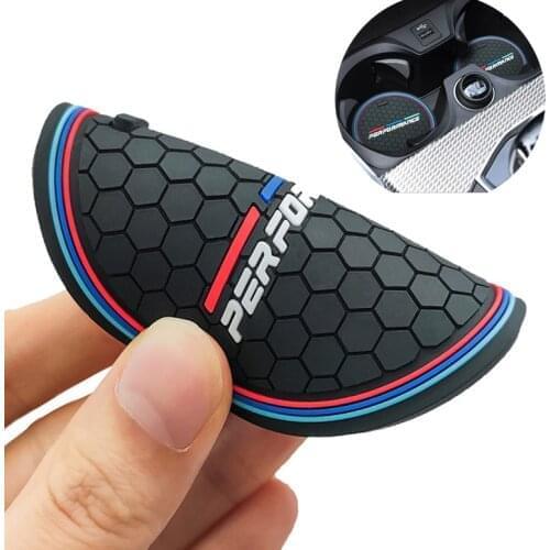 2Pcs Anti-Slip Cup Pad For BMW F10 F11 F07 E60 E61 F01 G11 F25 G01 G26 G02 F15 G05 E70 F16 G06 M Car Coasters Cup Holder Mats
