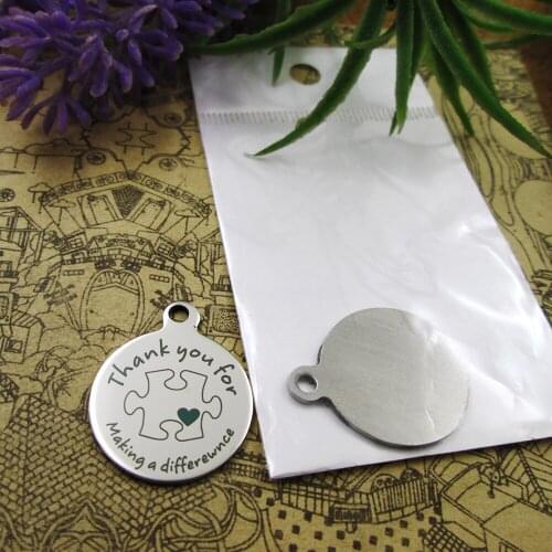 20pcs--"thank you for making a difference"stainless steel charms more style for choosing DIY pendants for necklace