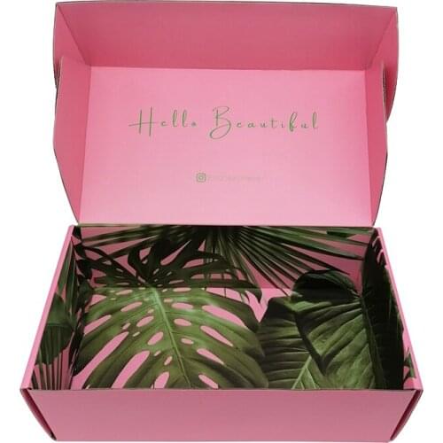 Custom Pink Corrugated Paper Caixa Para Envio Shipping Boxes Customized Printed Swimwear Packaging Mailer Box With Logo