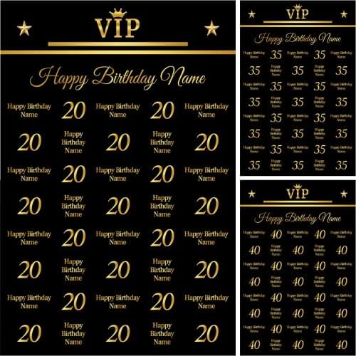Custom Gold Glitter Banner Party Decoration Backdrops Photography 18 25 30 40 50 55th Birthday Black Background For Photo Studio
