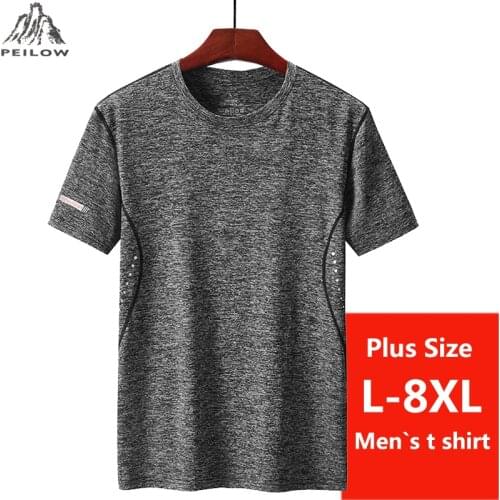 Plus Size 6XL 7XL 8XL Mens T-shirt Summer O-neck Fitness Bodybuilding T-shirt Brand Quick Dry Hip Hop T Shirt for Men Clothing