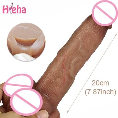 20CM Realistic Penis Soft Sexy Huge Dildo Female Masturbator Double-layer Silicone Suction Cup Sex Toy Dildos for Women Big Dick