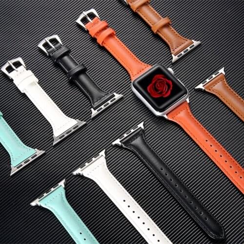 Leather Bands for Apple Watch Band 40mm 44mm Slim Wristband Bracelet for iWatch SE 6 5 4 3 2 1 Strap 38mm 42mm Women Men