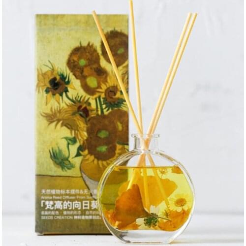 Rattan Reed Home Bathroom Aromatherapy Stick Decoration Fragrance Fresh Air Sun Flower Reed Diffuser Set