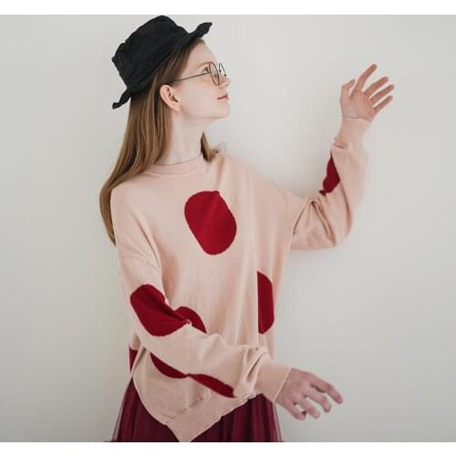 Imakokoni pink knitted sweater original design foreign style parent-child wear mother and womens clothing top womens clothing