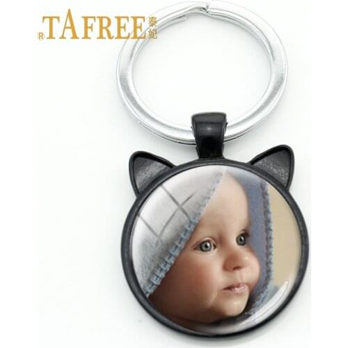TAFREE Custom Keychain Photo Of Your Dog cat pet Custom designed Photo Black Gun Plated Jewelry NA01
