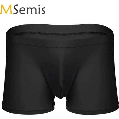 MSemis Mens Lingerie Polyester Stretchy Trunks Boxer Shorts Underwear Breathable Waistband Bulge Pouch Panties Homme for Men New