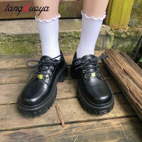 Vintage Girls Students JK Uniform shoes Women Oxford Shoes Platform Casual Shoes Lace Up Leather Shoes Round Toe zapatos mujer