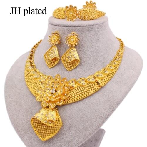Jewelry sets for women gold color new necklace earrings bracelet ring Dubai African bridal gifts wedding collares jewellery set
