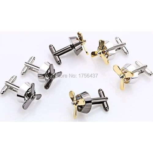 Mens Jewelry Propeller Airscrew Cufflinks Fan Cuff Links Silver color Plane Fan Cufflink For Men Shirt cuffs Cufflink Best Gift