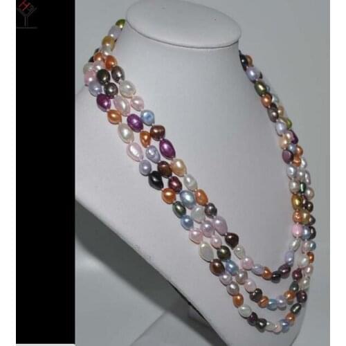 Wedding Women Jewelry 160CM / 64inch Necklace 10mm Multi-color mixed Pearl Baroque Natural Freshwater Pearl