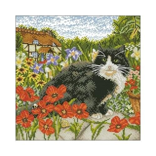 Magazine-Cat in the Poppy Field Needlework,For Embroidery,DIY 14CT Unprinted Arts Cross stitch kits Set Cross-Stitching