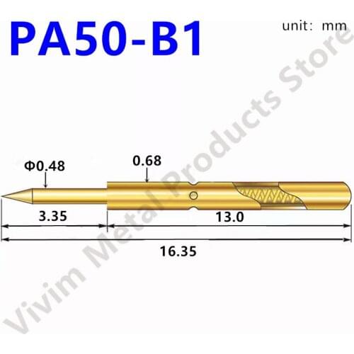 100pcs Electronic Test Spring Test Probe PA50-B Length 16.35mm Metal Test Needle Test Accessories Nickel Plated Probe Tool