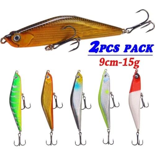 2PCS Pencil Fish Fishing Lures Sinking Artificial Hard Bass Carp Fish Lures Fishing Tackle Saltwater Freshwater 15g-9cm