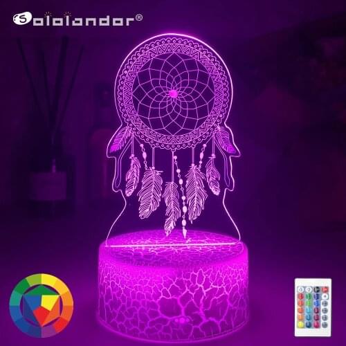 3D USB dream catcher lamp acrylicl led16colors night light kid Bedroom Desk Lamp Holiday Birthday Giftdecoration wind chime lamp