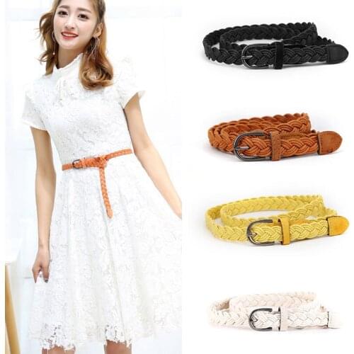 7Colors Rope Adjustable Casual Fashion Clothing Accessories High Qulity Graceful PU Belts Hemp Flowers Alloy Knitted Hot Sale