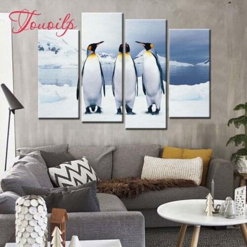 4pcs/set 5D animal penguin Diamond Painting Cross Stitch Pattern Diamond Embroidery Mosaic Full Drill Home Decor DIY Painting