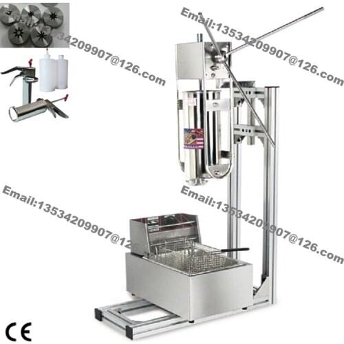 Free Shipping 4 in 1 Commercial Home Manual 3L Vertical Spanish Donuts Churro Churrera Maker Machine with 6L Fryer 700ml Filler