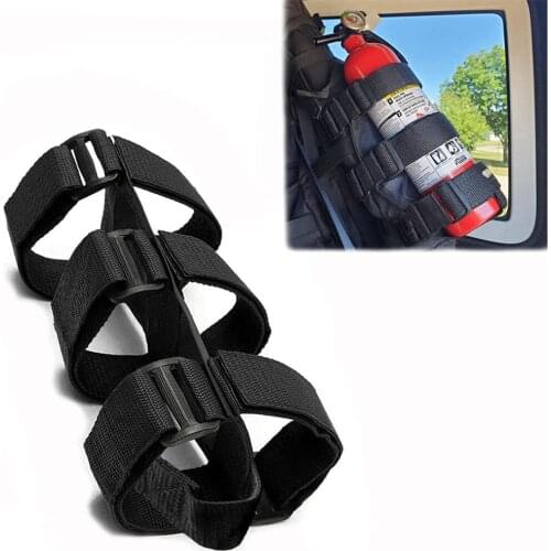 Fire Extinguisher Strap Holder Adjustable Extinguisher Mount Bracket Roll Bar Compatible with Jeep Wrangler JK JKU JL TJ CJ