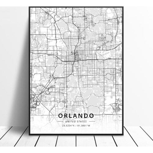 Jackson Naperville Orlando Spokane St. Louis Torrance Unitedstates Map Canvas Art Poster