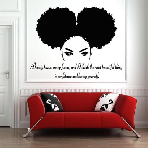 Tribal African Woman Decal Beauty Quote Beautiful Afro Girl Home Decor Living Room Bedroom Confidence Wall Stickers Salon AM31