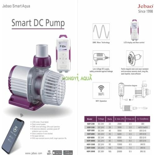Jebao New LCD Display with Wifi Control MDP-2500 MDP-3500 Water Pump Cn(origin) Fish Tank Aquarium