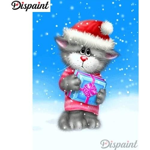 Dispaint Full Square/Round Drill 5D DIY Diamond Painting "Cartoon cat scenery" Embroidery Cross Stitch 5D Home Decor A10157