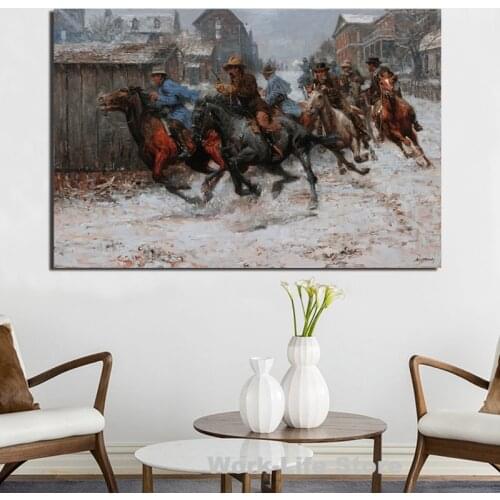 Western Cowboy Poster Modern Oil Painting on Canvas Bedroom Wall Art Decoration Pictures For Living Room Home Decor