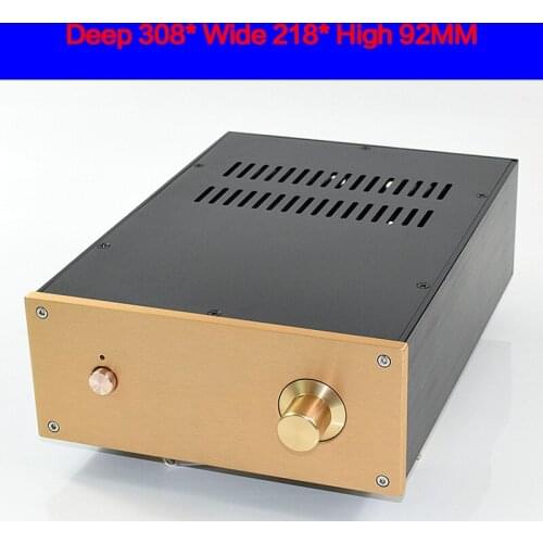 KYYSLB 308*218*92MM All Aluminum Preamp Decoding Amplifier Chassis Box House DIY Enclosure with Knob Switch Amplifier Case Shell