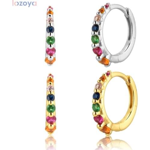 LOZOYA 925 Sterling Silver 8.9mm Punk Luxury Jewelry Huggies 2021 Middle Hoops Loops Circle 2021 Rock For Women European