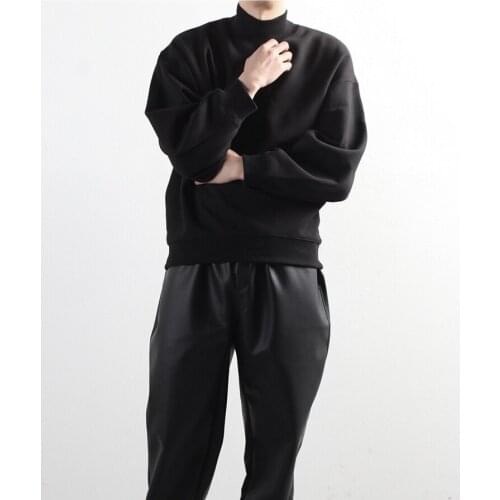 Mens spring and autumn casual simple half high collar solid color loose shoulder Jacket Top