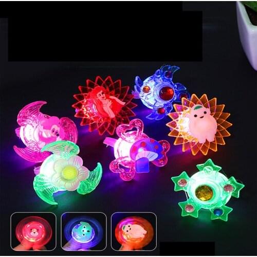 Night Luminous Kids Toy LED Acrylic Light Ring Flashing Party Rave Glow Spin Finger Rings Party Favor Glow In The Dark