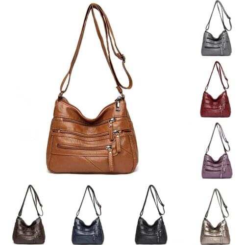 2021 New style female zipper messenger bag women large capacity shoulder bag fashion solid casual handbag fashion retro bag