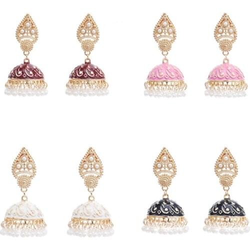 New Fashion Bell Earrings Retro Tassel Inlaid Pearl Earrings European and American Popular Jewelry