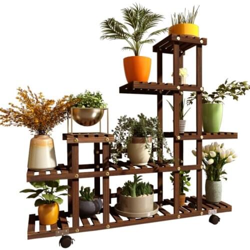 Solid Wooden Succulent Flower Pot Flower Shelf Plant Stand Indoor Balcony Living Room Home Green Plant Shelves