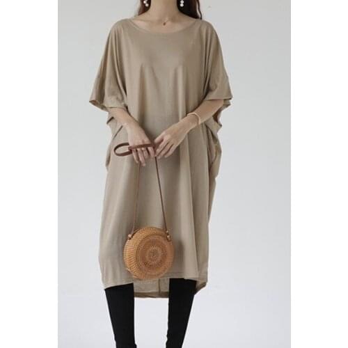 New Summer Dress Girls Boho Solid Female Vintage Dress Party Oversize Short Sleeve Women Dresses Robe Vestido