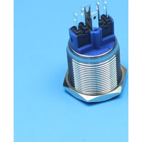 Flat round head 22mm 1NO 1NC Latching LED Ring Lamp type push button switch