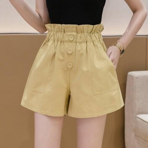 Casual High-Waist Female Korean Autumn 2020 Slimming Solid Pockets Sashes Drawstring White Shorts for Women Black 0816