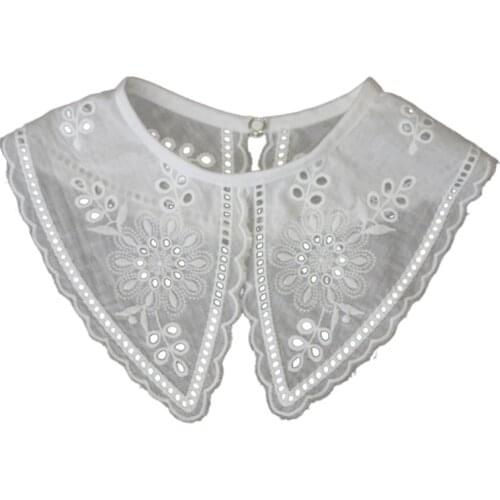 Casual Decorative Fake Collar Hollow Out Embroidery Floral Lace Detachable Dickey Half Shirt Blouse Sunscreen Big Shawl Wrap for