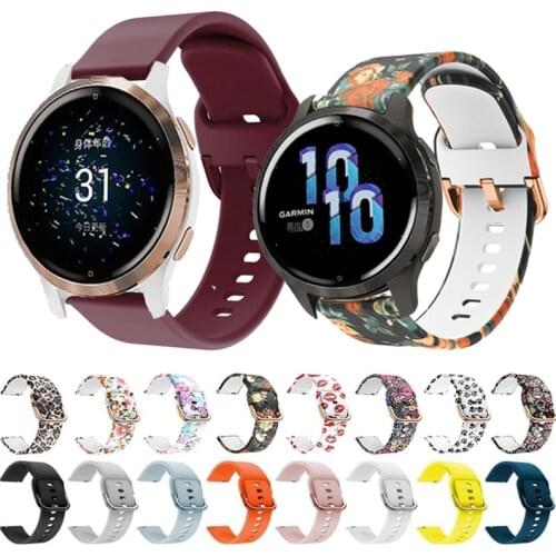 20 22mm Silicone Watchband for Garmin Venu 2 / Sq / Vivoactive 3 4 Strap Sport Bracelet Watch Band Replacement Wristband correa