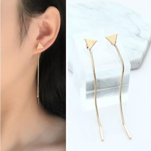 Triangle Tassel Chain Ms. Earrings Wholesale Sales Earrings For Women Brincos Punk 2020 New Fashion Gold Earrings