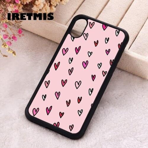 Iretmis 5 5S SE Phone Cover Case for iPhone 6 6S 7 8 Plus X Xs XR 11 12 Mini Pro Max Rubber Silicone Pink Hearts Valentines Day