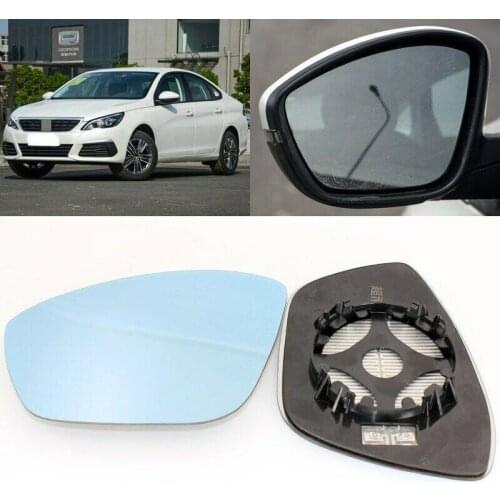 Blue mirror For Peugeot 308 2012-2016 Side View Door Mirror Blue Glass With Base Heated turn single lamp