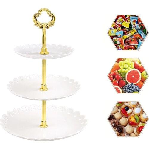 3-layer Cake Stand European Wedding Party Dessert Table Candy Fruit Plate Cake Self-help Display Home Table Decoration Trays