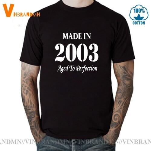 Made In 2003 T-Shirt Born in 2003 Birthday Aged to Perfection Present Vintage Funny Mens Gift Cool Boys Short Sleeves shirt