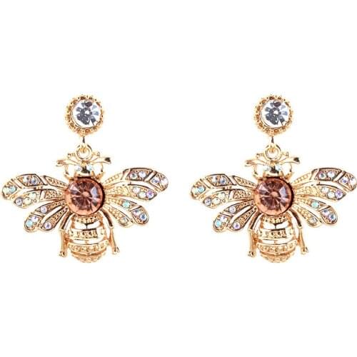 High quality hot design honey bee Pearl earrings golden drop earring for women fashion luxury jewelry