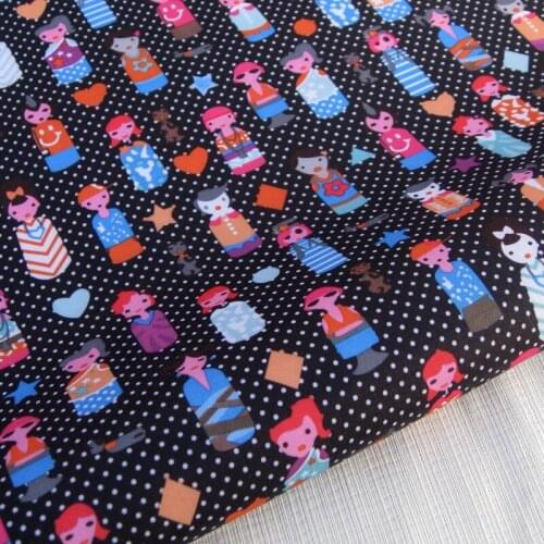 WF139 - 140cmx50cm PVC coated waterproof fabric - girl,heart and dots on Black