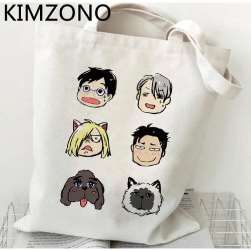 Yuri on Ice shopping bag handbag eco canvas bolsas de tela jute bag cotton bag reusable shoping sacola sac tissu