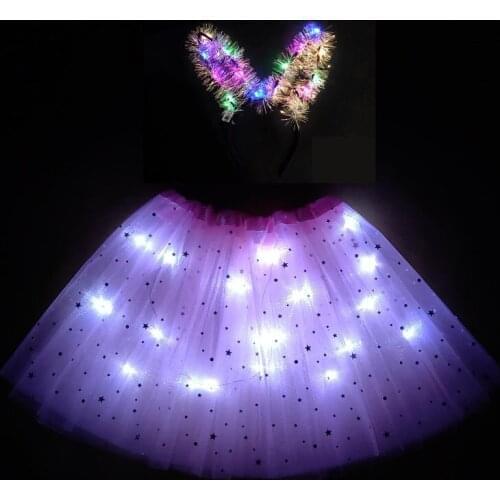 8-12T childrens and girls' luminous skirt led short skirt fluffy short skirt new strange short skirt shiny skirt pink skirt