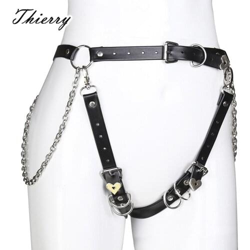 Thierry Sexy Harajuku Handmade Leather Punk Goth Garter Belts adult games Leg Harness for Women Bondage